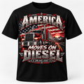 America Moves on Diesel Long Haul Legacy trucker T-shirt mockup