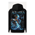 Aquarius black pullover hoodie with one large back design only