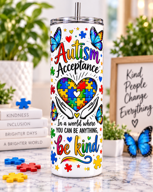 Autism Acceptance Be Kind 20oz tumbler