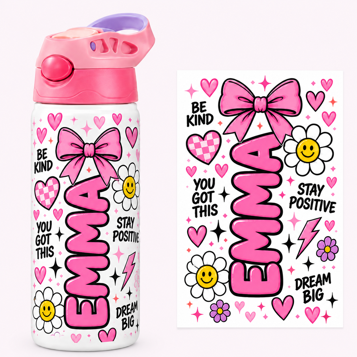 Personalized Be Kind Dream Big kids bottle mockup
