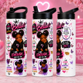 Personalized self-love girl 20 oz kids sports bottle mockup on white bottle