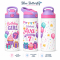 Custom Birthday Girl 20 oz kids sports bottle mockup