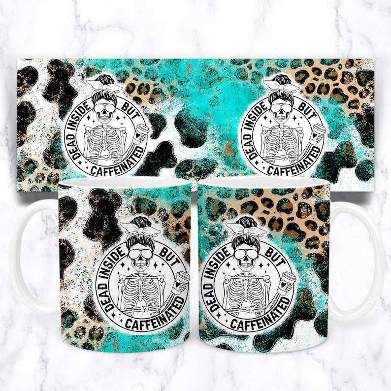 Dead inside but caffeinated funny mug design