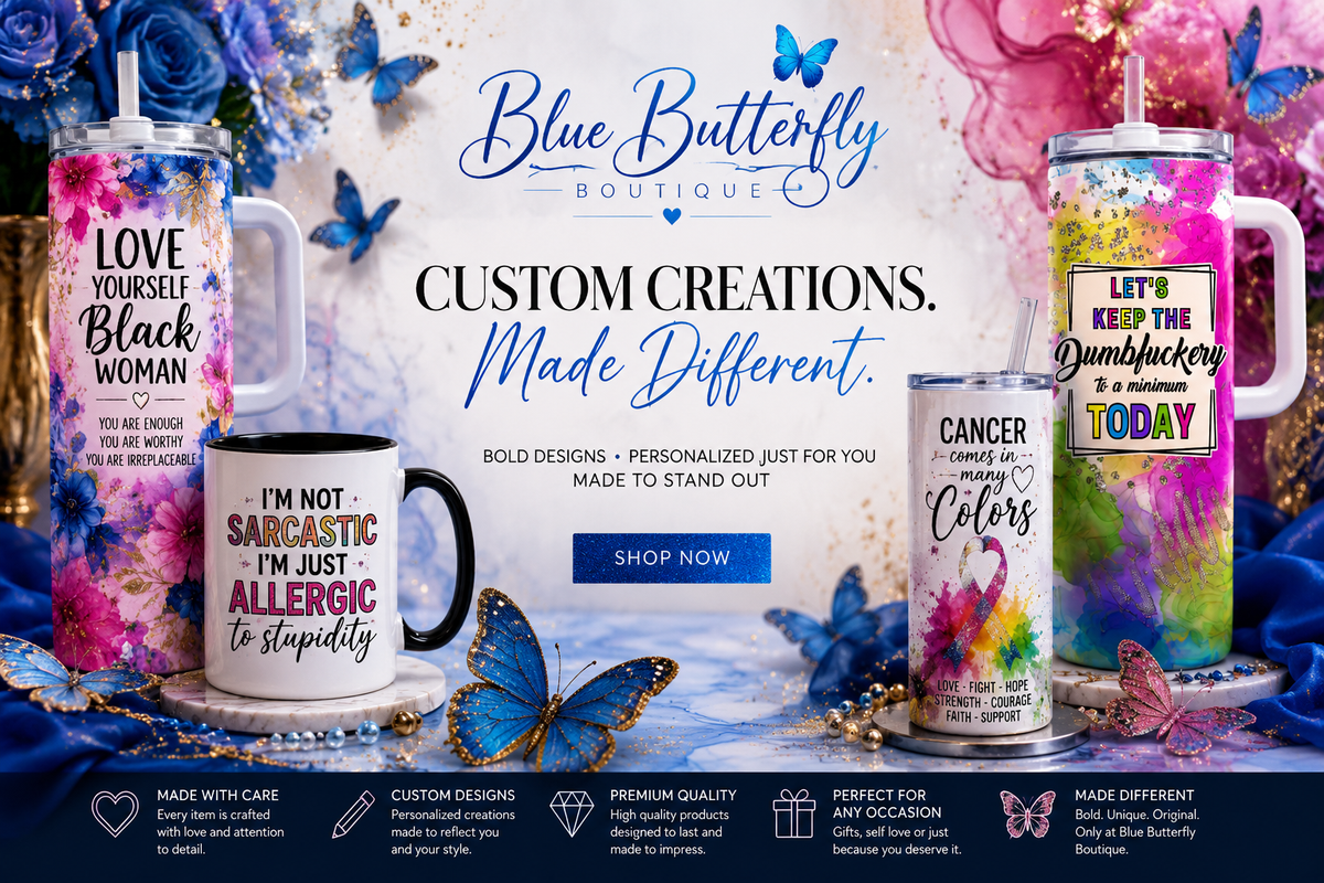 Blue Butterfly Boutique homepage hero banner