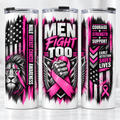 Men Fight Too male breast cancer awareness 20 oz tumbler mockup on white tumblers