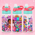 Personalized kindergarten girl 12 oz kids sports bottle mockup