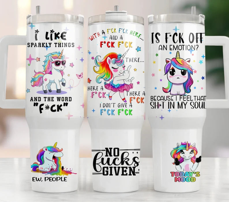 No Fucks Given unicorn adult humor 40 oz tumbler mockup