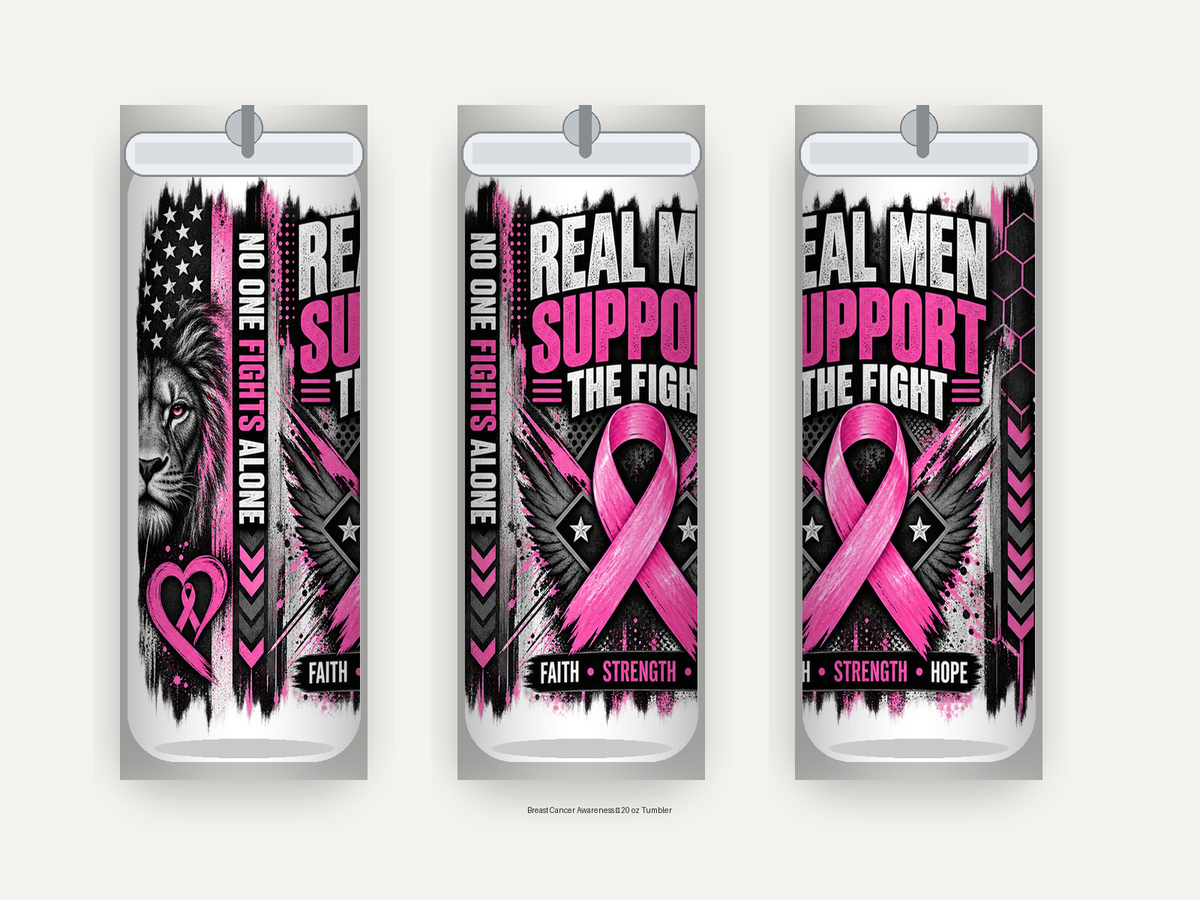 Real Men Support the Fight breast cancer awareness 20 oz tumbler mockup