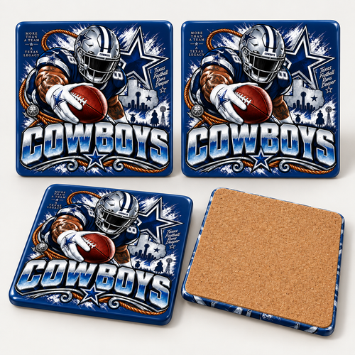 Dallas Cowboys full-coverage ceramic coaster set of four - Blue Butterfly Boutique