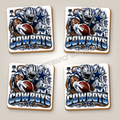 Dallas Cowboys football fan ceramic coaster set of four with white ceramic showing around the design - Blue Butterfly Boutique