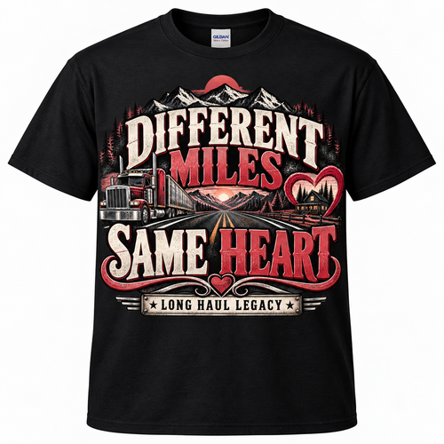 Different Miles Same Heart Long Haul Legacy black unisex T-shirt mockup