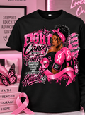 Black breast cancer awareness T-shirt featuring Fight Cancer With Faith design by Blue Butterfly Boutique