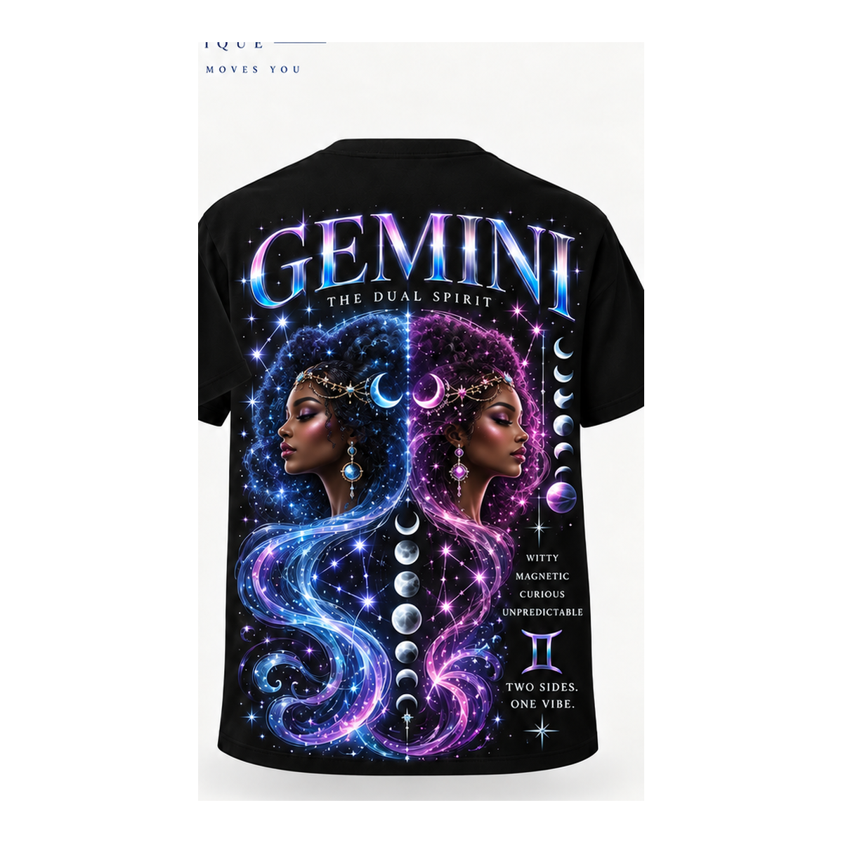 Gemini black unisex T-shirt with one large back design only