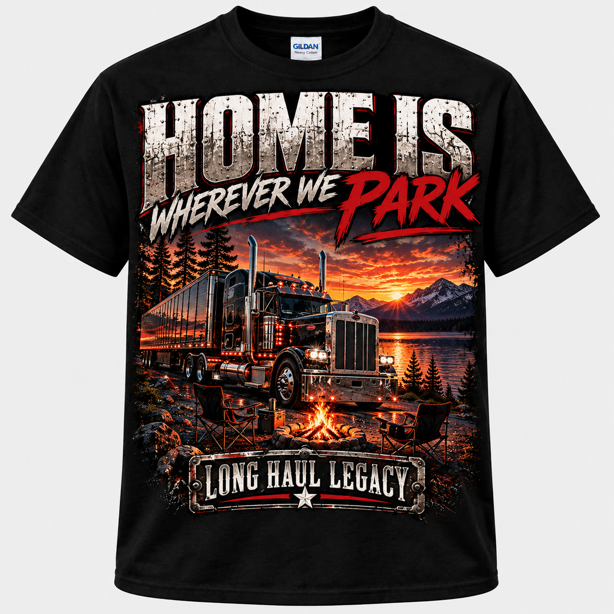 Home Is Wherever We Park Long Haul Legacy black unisex T-shirt mockup