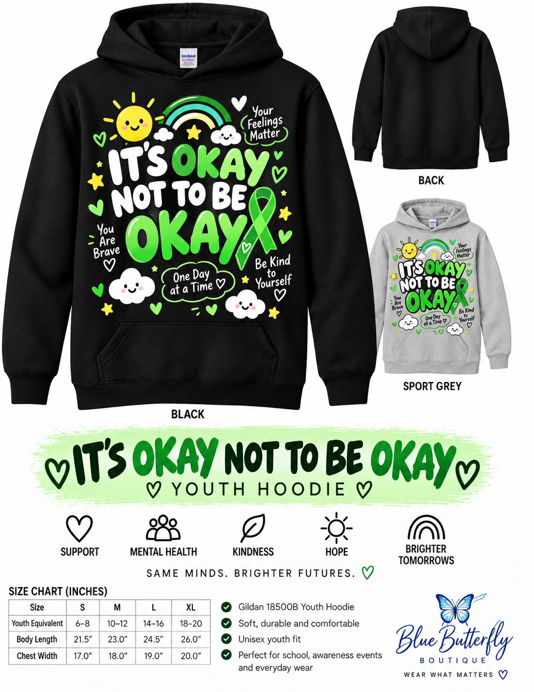 It's Okay Not to Be Okay youth mental health awareness hoodie mockup