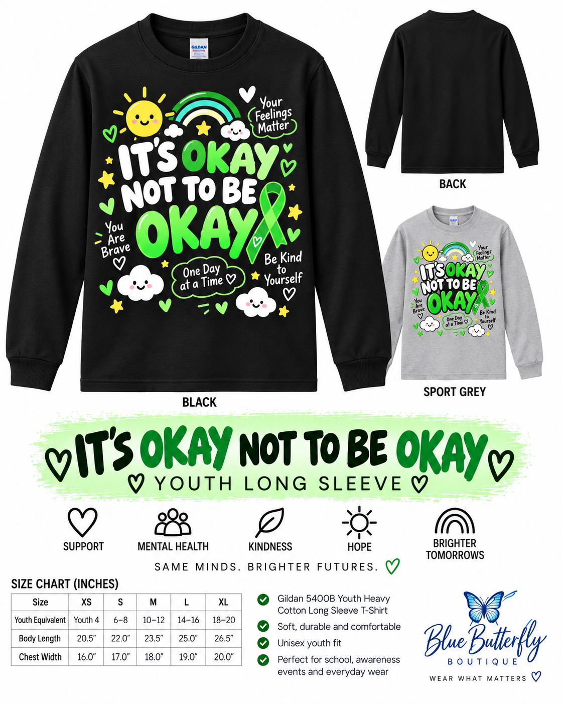 It's Okay Not to Be Okay youth mental health awareness long sleeve shirt mockup