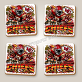 Kansas City Chiefs football fan ceramic coaster set of four with white ceramic showing around the design - Blue Butterfly Boutique