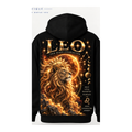 Leo black pullover hoodie with one large back design only