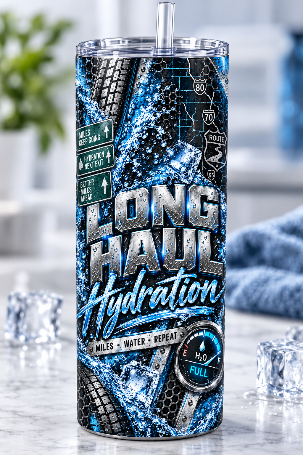 Long Haul Hydration 20oz tumbler mockup - Long Haul Legacy