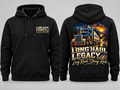 Long Haul Legacy black pullover hoodie front and back