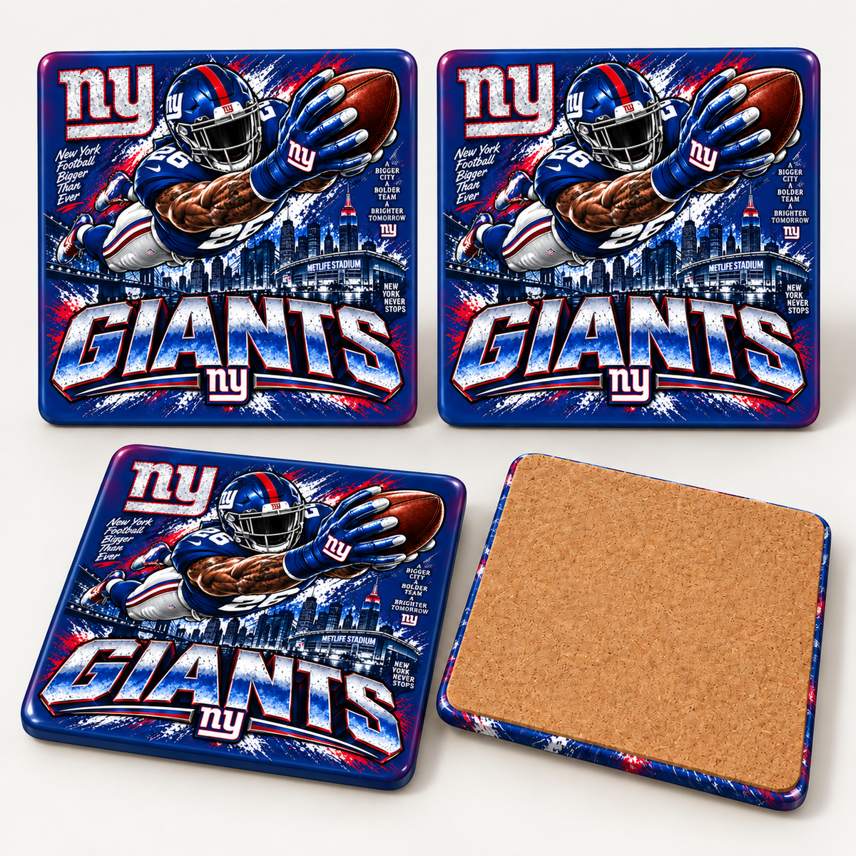 New York Giants full-coverage ceramic coaster set of four - Blue Butterfly Boutique