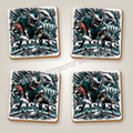 Philadelphia Eagles football fan ceramic coaster set of four with white ceramic showing around the design - Blue Butterfly Boutique