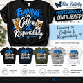 Running on Caffeine and Responsibility Professionally Unfiltered T-shirt listing mockup