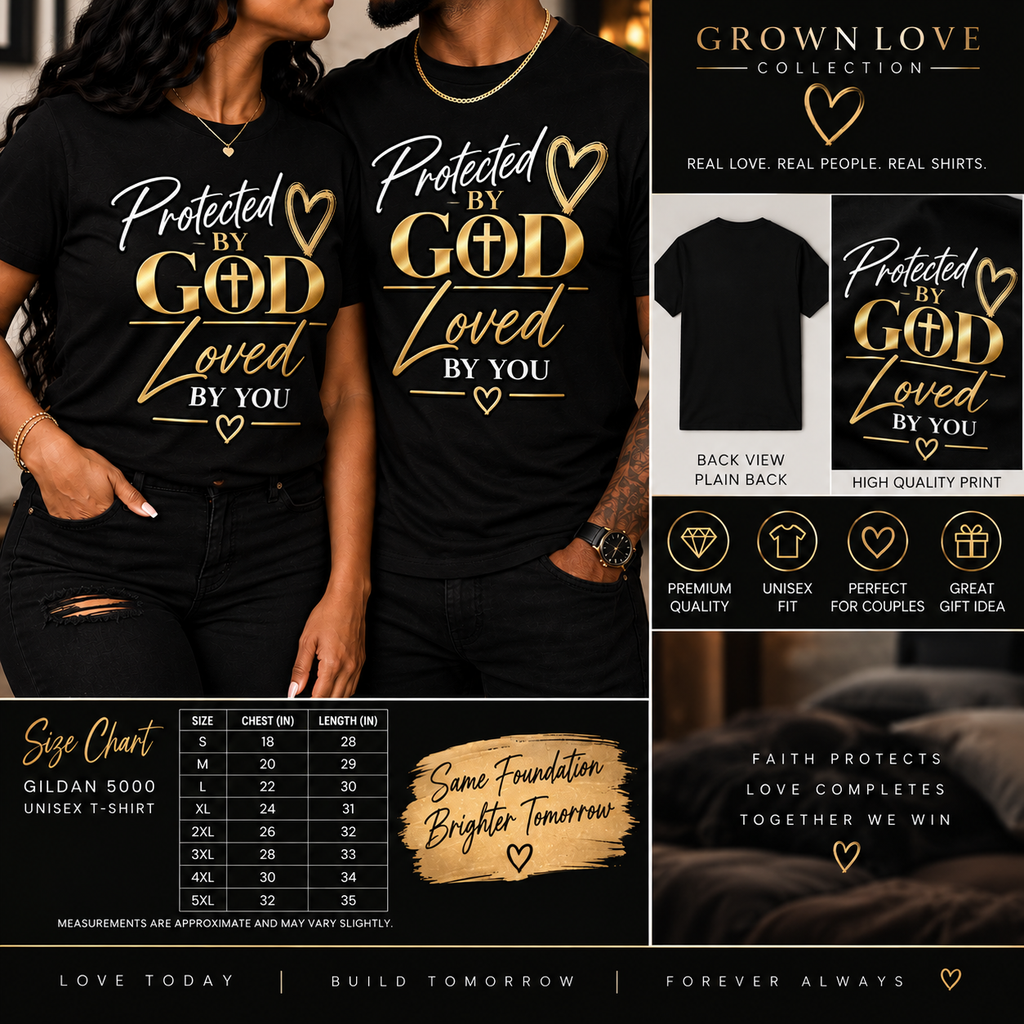 Protected by God Loved by You black unisex T-shirt product mockup