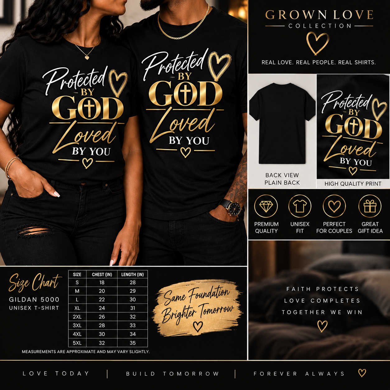 Protected by God Loved by You black unisex T-shirt product mockup