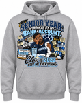 Senior Year Dad Edition front graphic on gray pullover hoodie