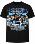 Senior Year Dad Edition front graphic on black T-shirt