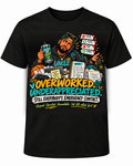 Approved corrected Uncle Emergency Contact T-shirt; centered artwork with bright, fully readable bottom words "Unpaid. Unrested. Unavailable... but still called first."