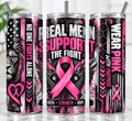 Real Men Support the Fight breast cancer awareness 20 oz skinny tumbler mockup