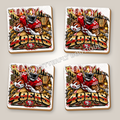 San Francisco 49ers football fan ceramic coaster set of four with white ceramic showing around the design - Blue Butterfly Boutique