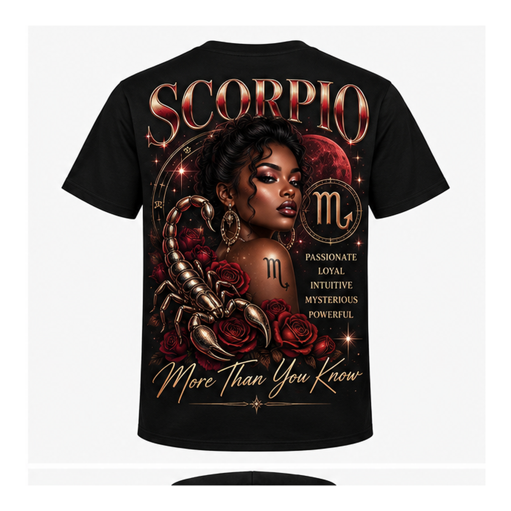 Scorpio black unisex T-shirt with one large back design only