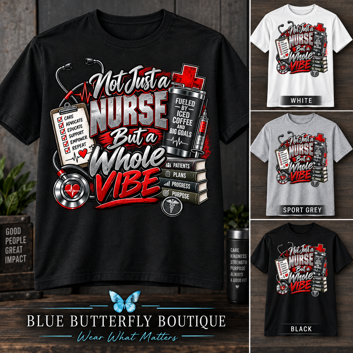 Not Just a Nurse But a Whole Vibe red grey masculine color options