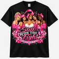 Still Won the Fight all shades breast cancer awareness black Gildan T-shirt mockup with realistic collar and centered design