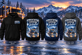 Truckin’ Through Winter Long Haul Legacy hoodie in Black, Navy, and Dark Grey with correct print sizing