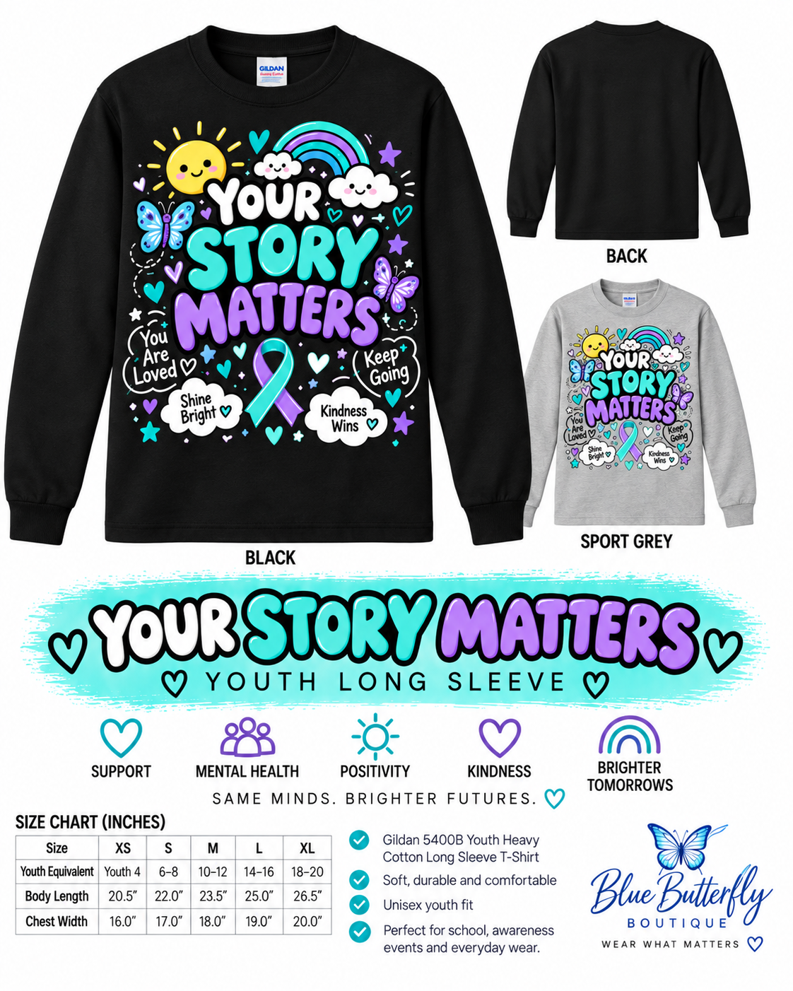 Your Story Matters youth encouragement and suicide prevention awareness long sleeve shirt mockup